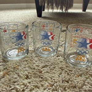 1984 McDonald's Olympic Glass Mug Set of 3
